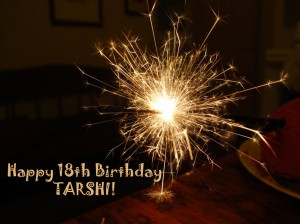 Picture of a firecracker with the text 'Happy 18th Birthday to TARSHI' below