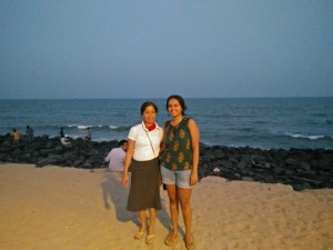 With another solo traveller in Pondicherry. February, 2016 
