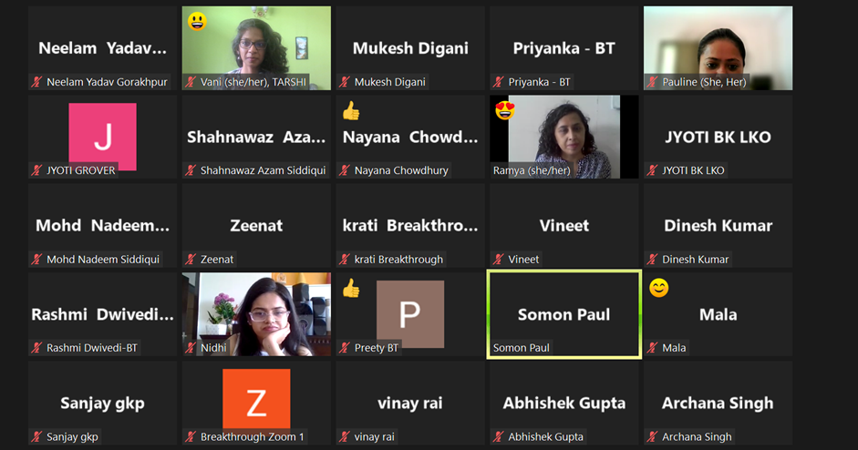 Zoom session with Breakthrough India